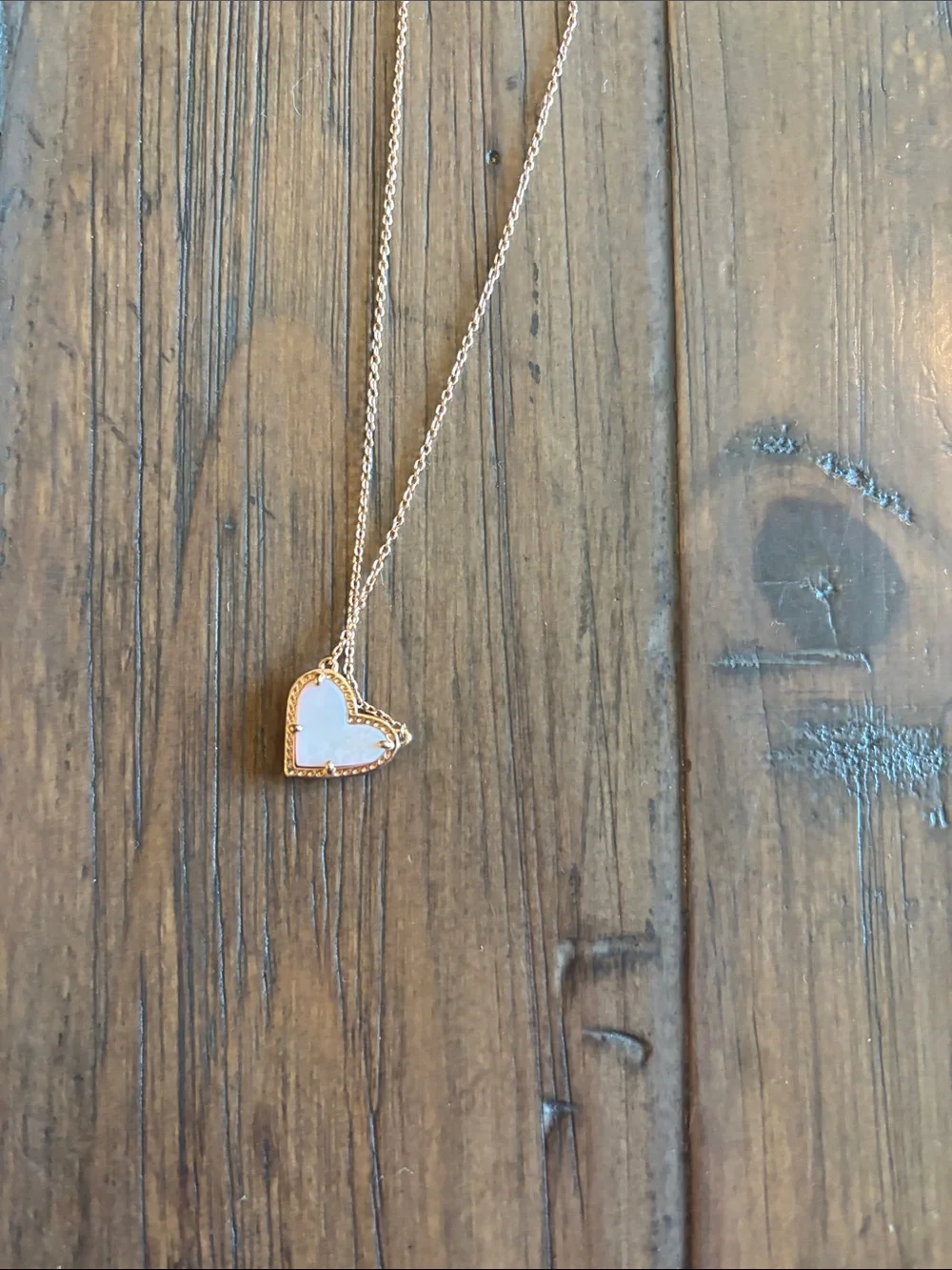 Kendra Scott Rose Gold Heart Necklace with Pink Pendant